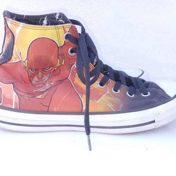 Converse Flash Men's Size 7 Black Red White High Cut Laced Shoes - Picture 7 of 15